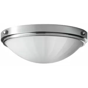 Image of Loops - IP44 2 Bulb Flush Light Inverted Dome Glass Shade Polished Chrome LED E27 60W