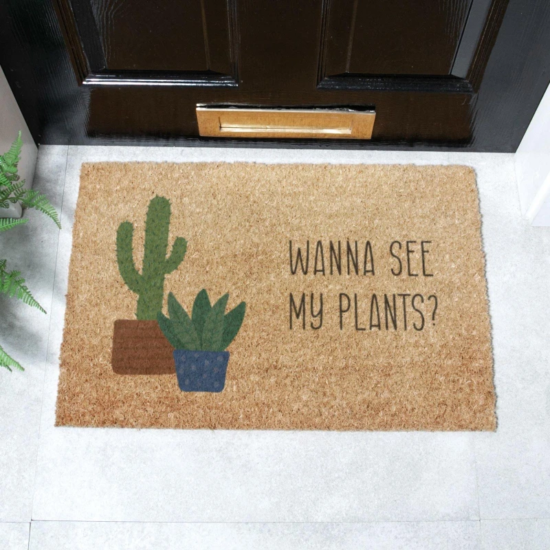 Image of Artsy Mats Wanna See My Plants Doormat (60 x 40cm) Brown unisex