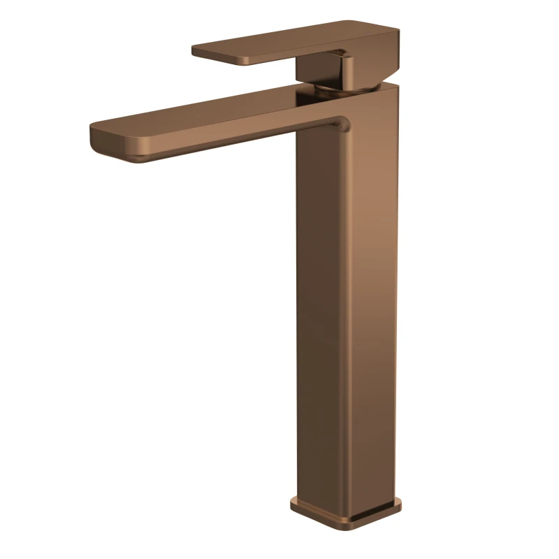 Image of Balterley Square High Rise Mono Basin Mixer Tap - Brushed Bronze in Brown Brown Unisex