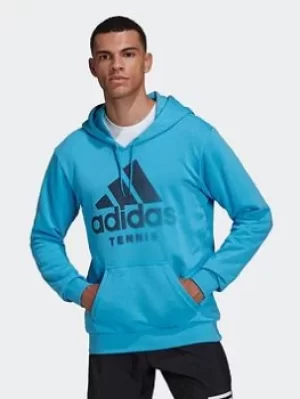 Image of adidas Tennis Graphic Hoodie, Blue, Size L, Men