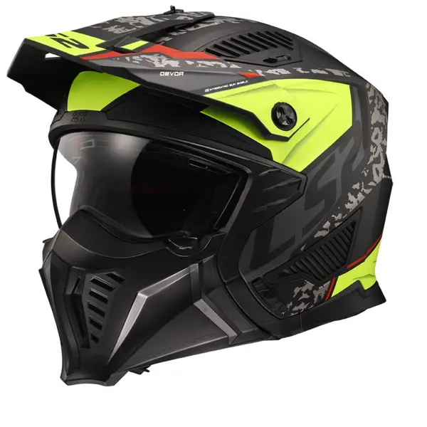 Image of LS2 OF606 Drifter Devor Matt Black H-V Yellow Multi Helmet Size M