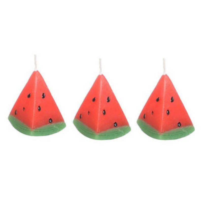 Image of Something Different Something Different Watermelon Shaped Candle (Pack of 3) in Red Red One Size Unisex 5063693919351