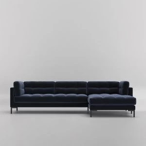 Image of Swoon Landau Velvet Corner Sofa - Right Hand Side - Corner Sofa - Ink