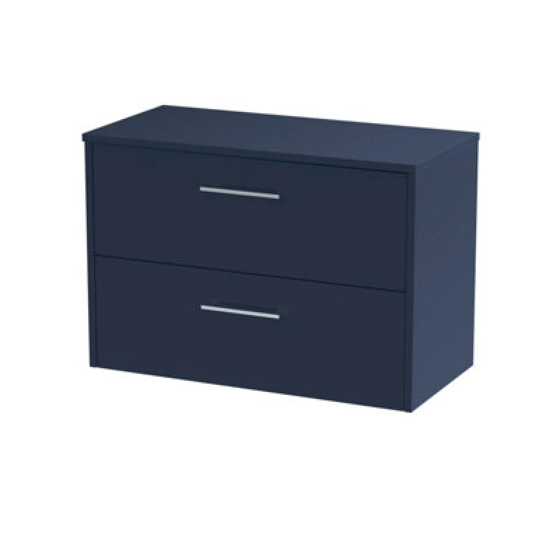 Image of Hudson Reed Juno Wall Hung Countertop Unit With Worktop, Modern Vanity In Soft Close Drawers And D-Shape Handle