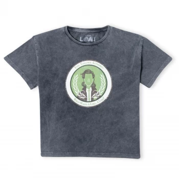 Image of Marvel Variance Authority Loki Womens Cropped T-Shirt - Black Acid Wash - M - Black Acid Wash