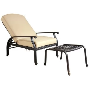 Image of Charles Bentley Cast Aluminium Reclining Chair with Footstool