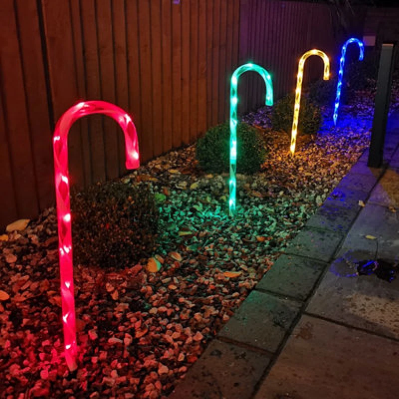 Image of Samuel Alexander 4pcs 62cm Premier Outdoor Multicoloured Christmas Candy Cane LED Path Lights for Garden Multi
