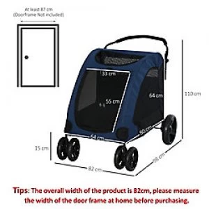 Image of PawHut Pet Stroller blue, Black 820 mm x 980 mm x 1100 mm
