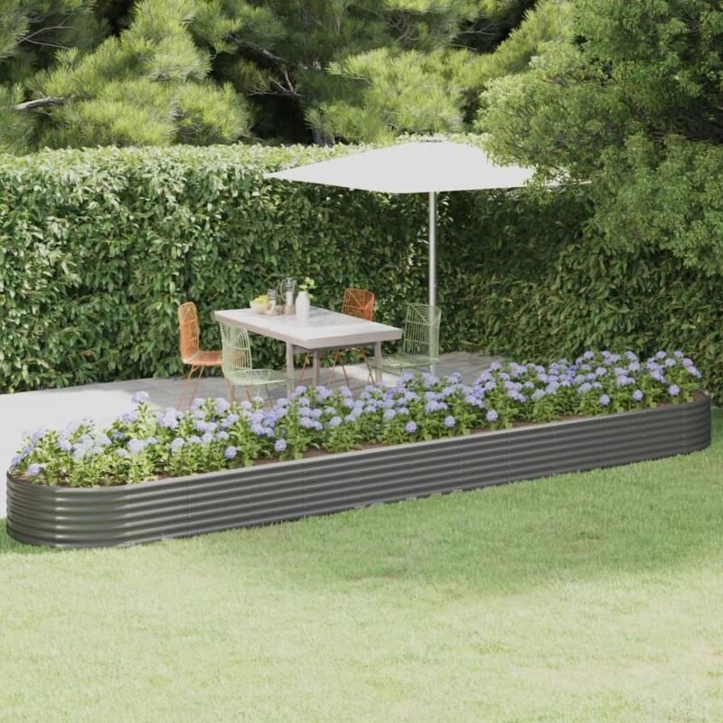 Image of vidaXL Garden Raised Bed Powder-coated Steel 507x100x36cm Grey 319009