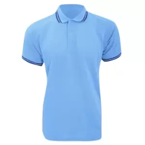 Image of Kustom Kit Mens Tipped PiquA Short Sleeve Polo Shirt (L) (Light Blue/Navy)