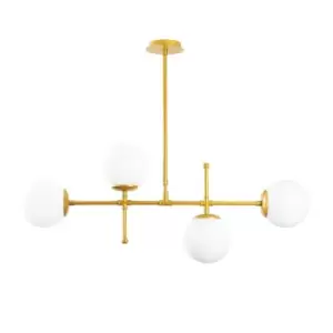 Image of Model 8 Deco 4-Light Globe Ceiling Lamp Golden Linear
