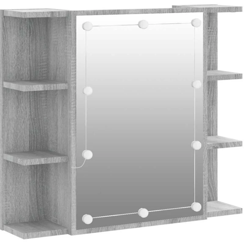 Image of vidaXL Mirror Cabinet with LED Grey Sonoma 70x16.5x60 cm, Grey 820452