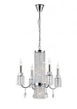 Image of Ceiling Pendant Chandelier 4 Light Polished Chrome, Crystal