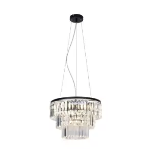 Image of Tifanny Crystal Pendant Ceiling Light, Black, Clear, 4x E14