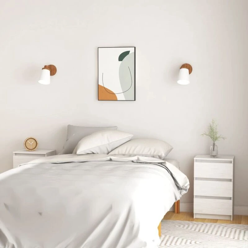 Image of VIDAXL Bedside Cabinets 2 pcs White 40x29.5x64cm Solid Pine Wood Vidaxl 8720286607862