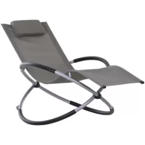 Image of Orbital Lounger Zero Gravity Patio Chaise Foldable Rock Chair w/ Pillow - Light Grey - Outsunny