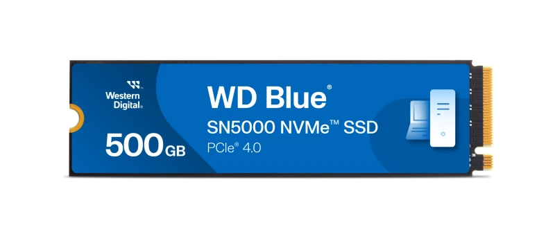 Image of WD Blue 500GB SN5000 M.2 2280 PCIe Gen 4 NVMe SSD - 5000MB/s Read, 4000MB/s Write - WDBS3F5000ANC-WRSN