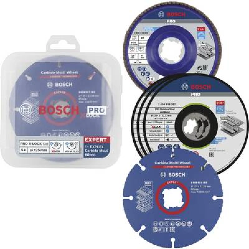 Image of Bosch Accessories Bosch Accessories 2608619374 Flap disc Diameter 125mm Bore diameter 22.23mm Wood, Softwood, Hardwood, Metal, Cast iron, Steel 5 pc