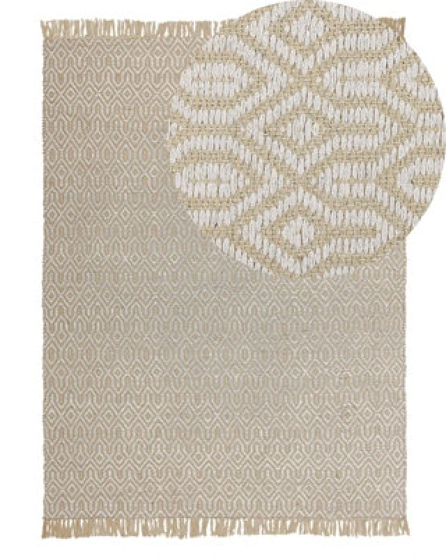 Image of Beliani Rug Pozanti Beige 140 X 200 Cm Jute