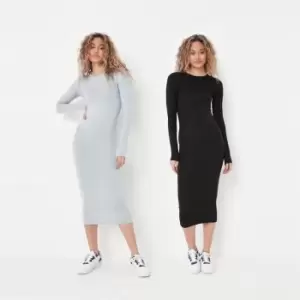 Image of Missguided Tall 2 Pack Crew Neck Midi Dress - Multi