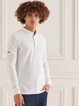 Image of Superdry Studios L/s Pique Polo Shirt, White, Size S, Men