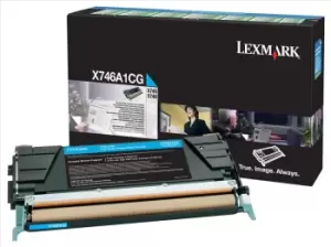 Image of Original Lexmark X746A1CG Cyan Return Program Toner Cartridge