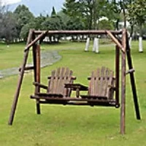 Image of OutSunny 2 Seater Swing Outdoor Bench Pine