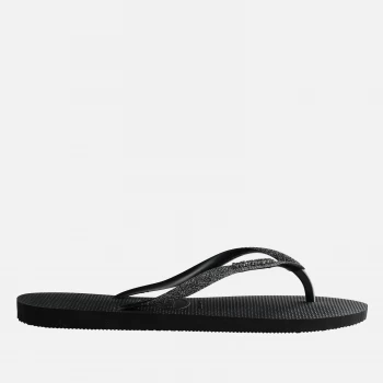 Image of Havaianas Kids Slim Glitter II Flip Flops - Black - UK 2-3 Kids