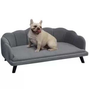Image of PawHut Dog Sofa for Medium Large Dogs, Shell Shaped Pet Couch Bed with Legs Cushion Washable Cover, Grey