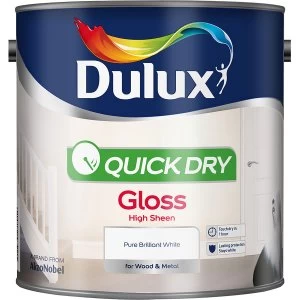 Image of Dulux Quick Dry Pure Brilliant White Gloss High Sheen Paint 2.5L