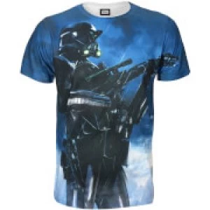 Image of Star Wars Rogue One Mens Battle Stance Death Trooper T-Shirt - Blue - M