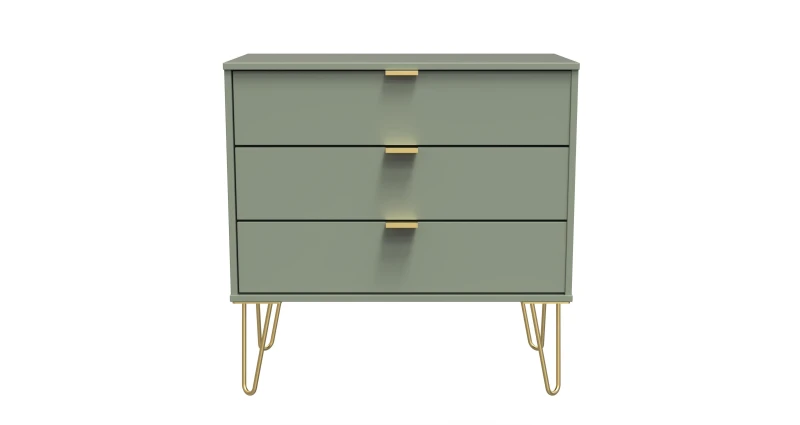 Image of Fuji 3 Drawer Chest In Reed Green (Ready Assembled)