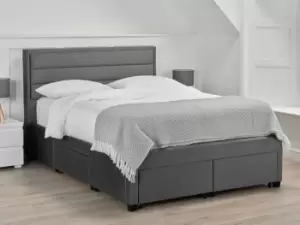 Image of LPD Greenwich 4ft6 Double Dark Grey Velvet Upholstered 4 Drawer Bed Frame