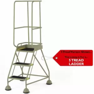 Image of 5 Tread Mobile Warehouse Steps & Guardrail beige 2.2m Portable Safety Stairs