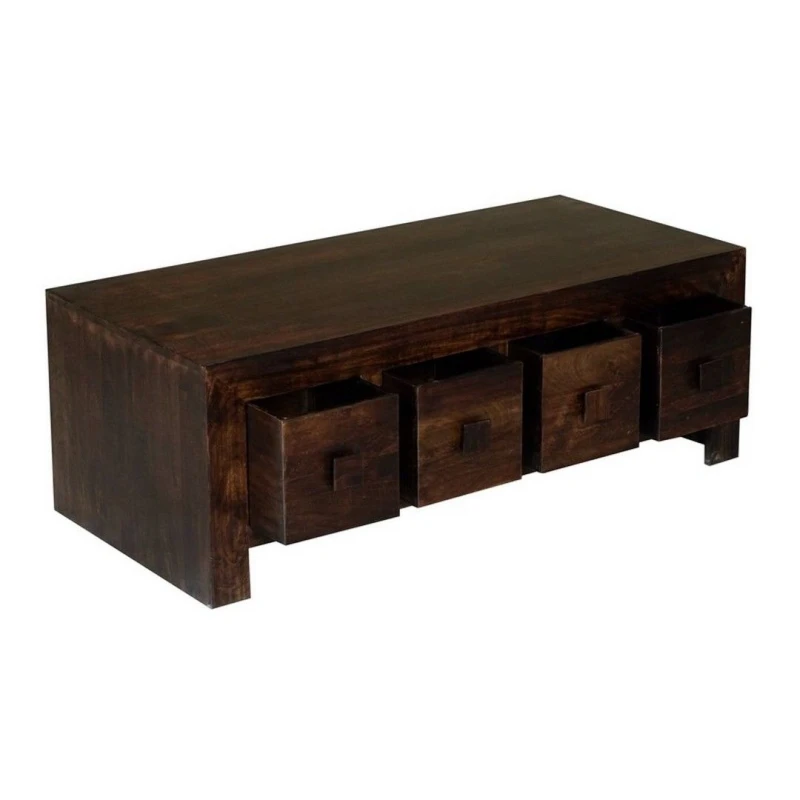 Image of Jaipur Furniture Ltd 8 Draw Coffee Table - Mango Wood - L55 x W118 x H40cm - Dark Finish in Brown Brown Unisex