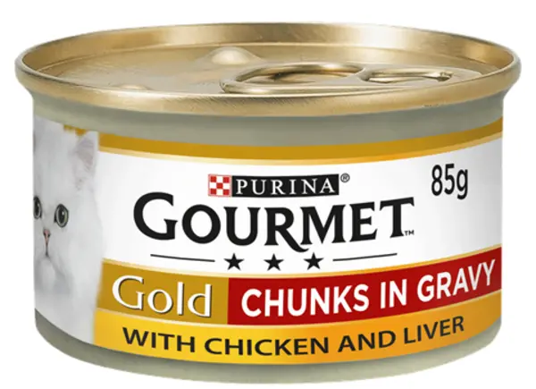 Image of Gourmet Gold Chunks in Gravy Chicken and Liver Cat Food 85g