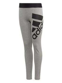 Image of adidas Youth Badge Of Sport Leggings, Grey/Black, Size 4-5 Years, Women
