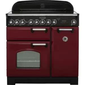 Image of Rangemaster Classic Deluxe CDL90ECSL/B 90cm Electric Range Cooker with Ceramic Hob - Slate Grey / Brass - A/A Rated
