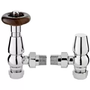 Image of Chelsea Traditional TRV Angled Radiator Valves 15mm Pair - Chrome