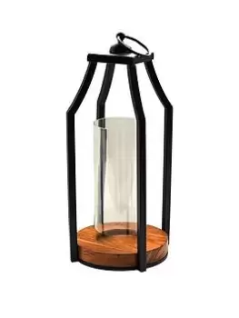 Image of Ivyline Felicity Circular Base Lantern In Acacia Wood