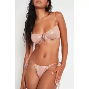 Image of I Saw It First Bronze South Beach Glitter Underwired Ruched Bikini Set - Metallics