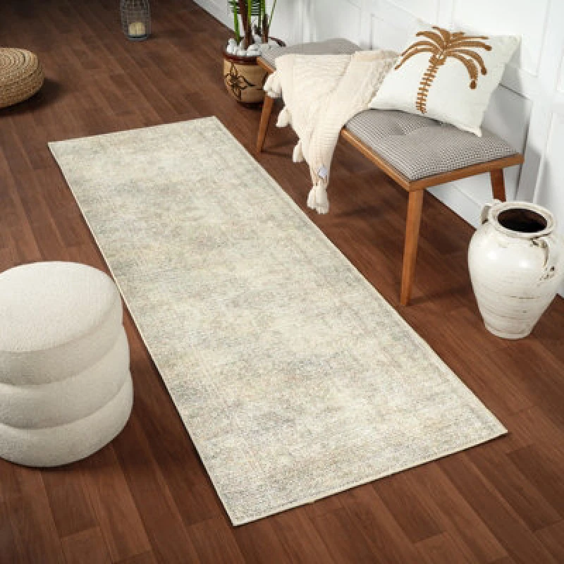 Image of Becki Owens X Livabliss Vintage Oriental Boho Sage/cream Margot Runner Rug 80 X 220 Cm - Easy Care, Ideal For Living Room