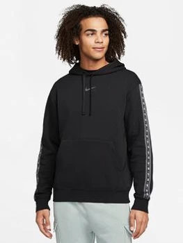 Image of Nike NSW Repeat Fleece Pullover Hoodie - Black/White, Size S, Men
