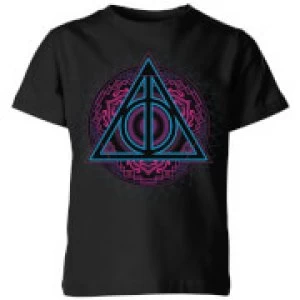 Image of Harry Potter Deathly Hallows Neon Kids T-Shirt - Black - 9-10 Years