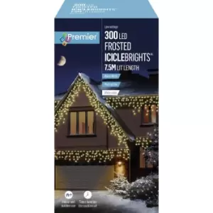 Image of Premier Decorations 300L Multi Action Frosted Cap Icicles White Cable - Warm White LED