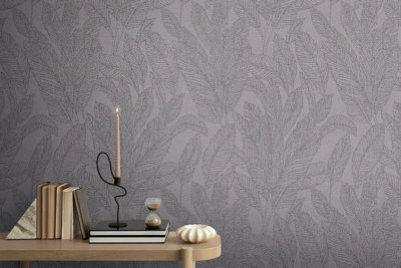 Image of As Creation Bricoflor Non-Woven Wallpaper, Leaf & Palm Wallpaper In Grey, Black, Anthracite - 10,05 X 0,53 M