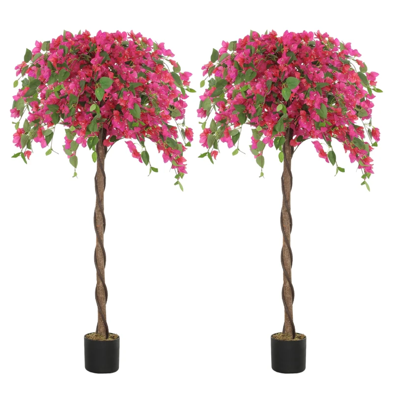 Image of HOMCOM Set of 2 Decorative Artificial Plants Fake Plants Purple and Red TJ Hughes 5063603132030