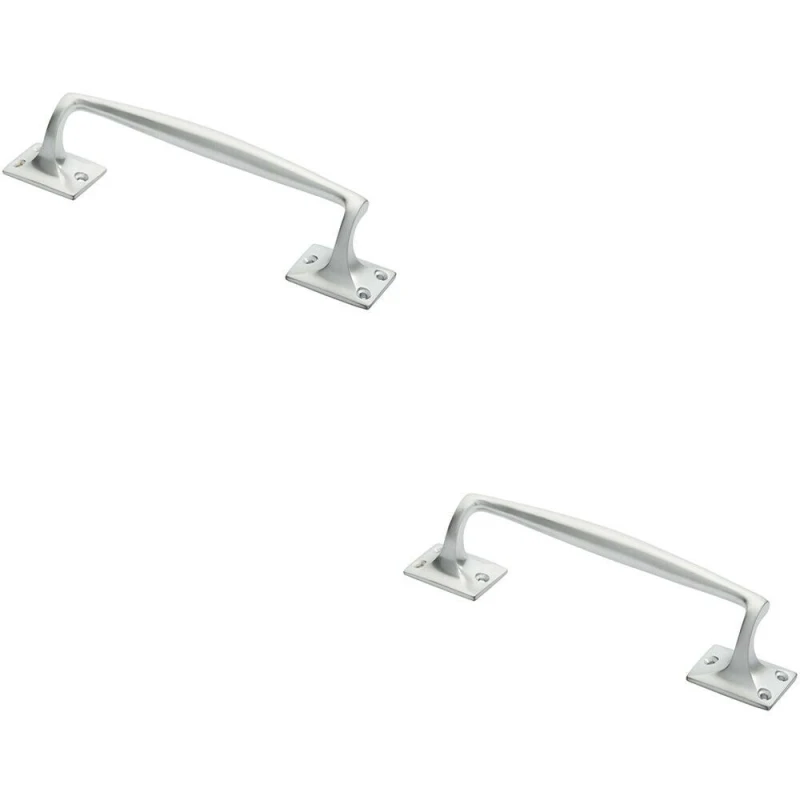 Image of Loops 2x One Piece Door Pull Handle 250mm Length 54mm Projection Satin Chrome Multi unisex