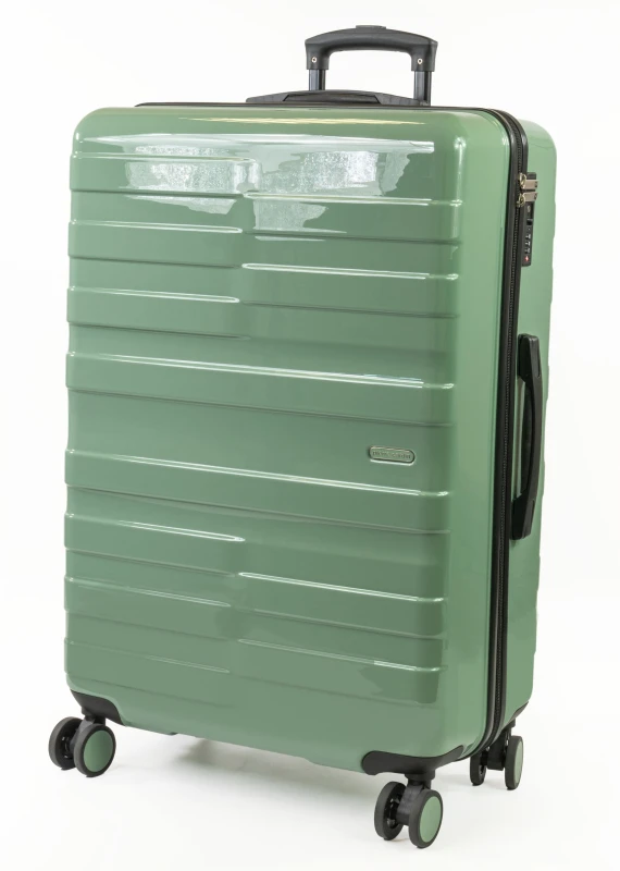 Image of Pierre Cardin Provence Lightweight Luggage 8 Wheels TSA Locks Hardshell Suitcase in Green Size: Medium Green Unisex Medium
