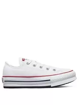 Image of Converse Chuck Taylor All Star Ox Childrens Girls Eva Lift Canvas Platform Trainers -White, Size 12